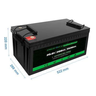 LFP 24v 200ah Lifepo4 batterij Zwart Voor huishoudelijke apparaten Zonne-energieopslagsysteem
